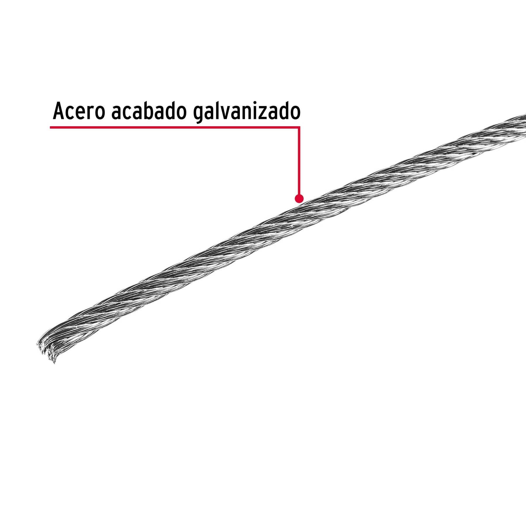 Metro de cable rígido 1/16' de acero 7x7 hilos, 75 m, Fiero CAB-1/16R 44208 MM00