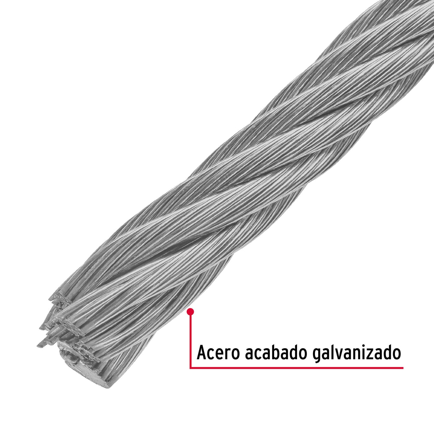 Metro de cable rígido 1/2' de acero 7x7 hilos, 75 m, Fiero CAB-1/2R 48815 MM00