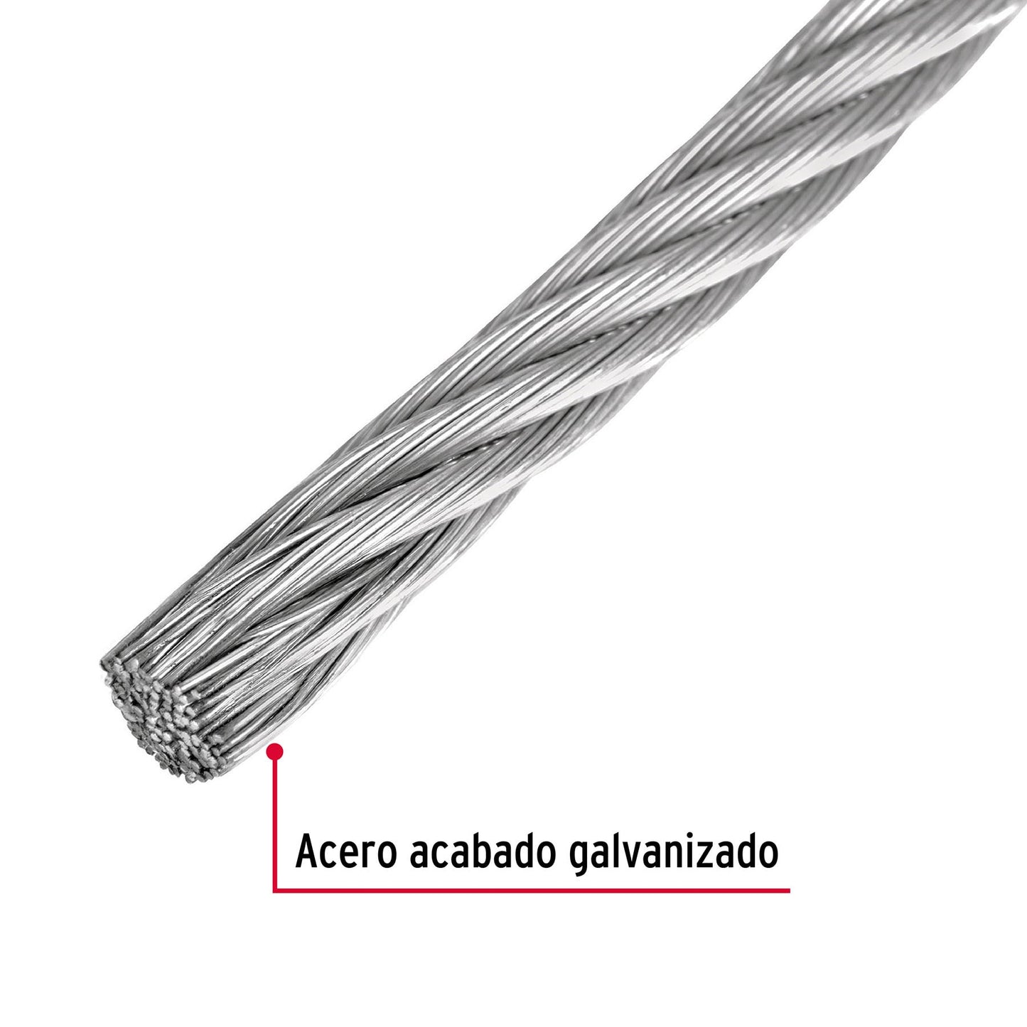 Metro de cable rígido 1/4' de acero 7x7 hilos, 300 m, Fiero CAB-1/4R3 48799 MM00