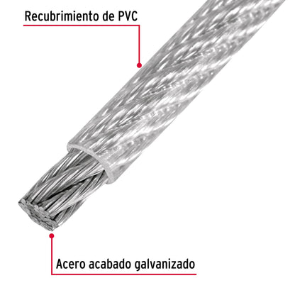 Metro de cable rígido 1/4' acero 7x7 recubierto PVC, 300 m CAB-1/4RX3 48808 MM00