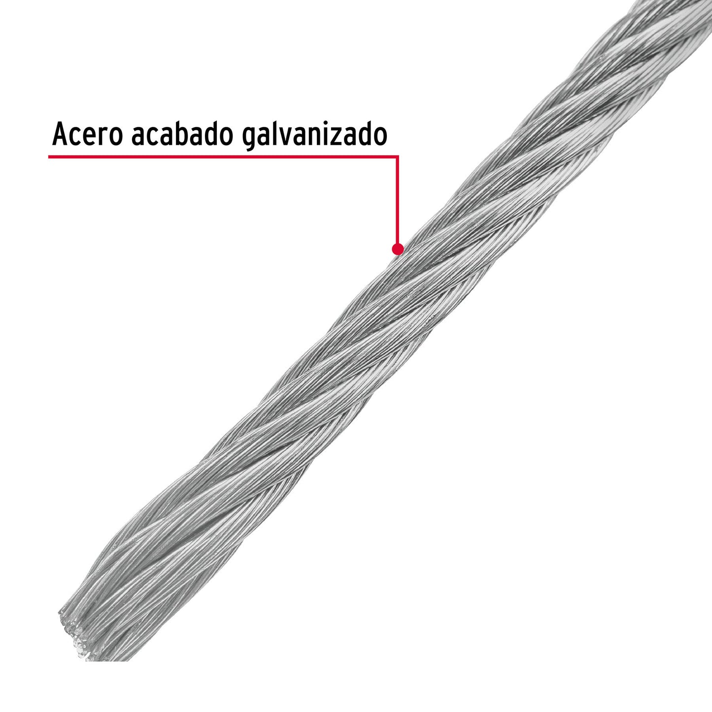 Metro de cable flexible 1/8' de acero 7x19 hilos, 75 m CAB-1/8F 44211 MM00