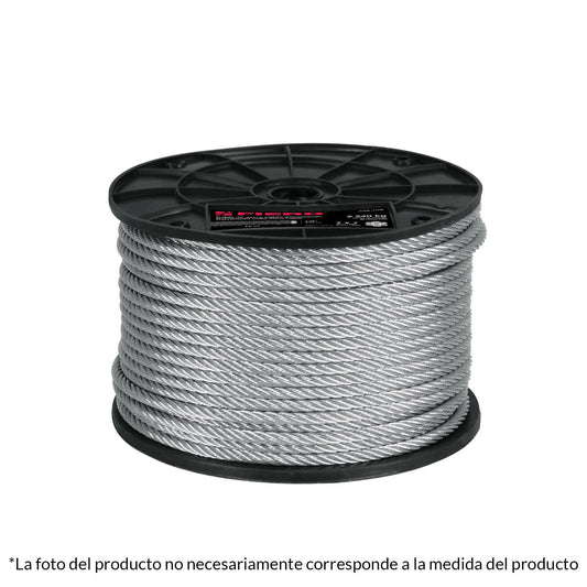 Metro de cable rígido 1/8' de acero 7x7 hilos, 300 m, Fiero CAB-1/8R3 48797 MM00