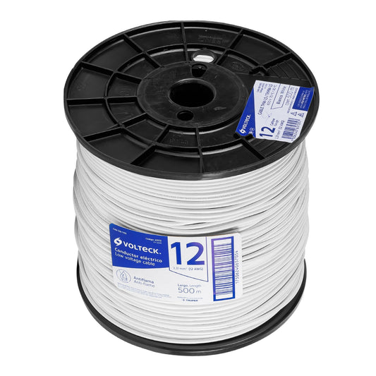 Metro de cable THHW-LS 12 AWG blanco en carrete de 500 m CAB-12B-500 40113 MM2