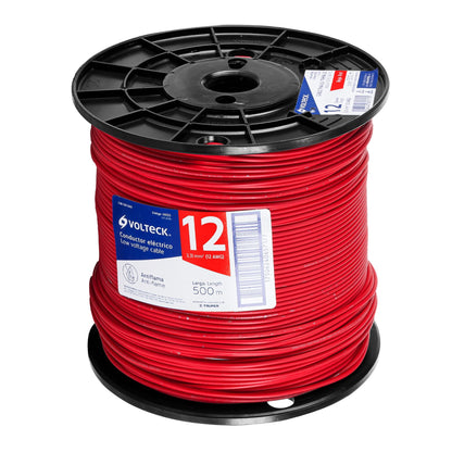 Metro de cable THHW-LS 12 AWG rojo en carrete de 500 m CAB-12R-500 40125 MM2