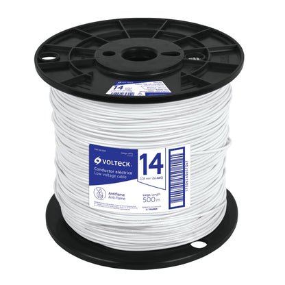 Metro de cable THHW-LS 14 AWG blanco en carrete de 500 m CAB-14B-500 40112 MM2