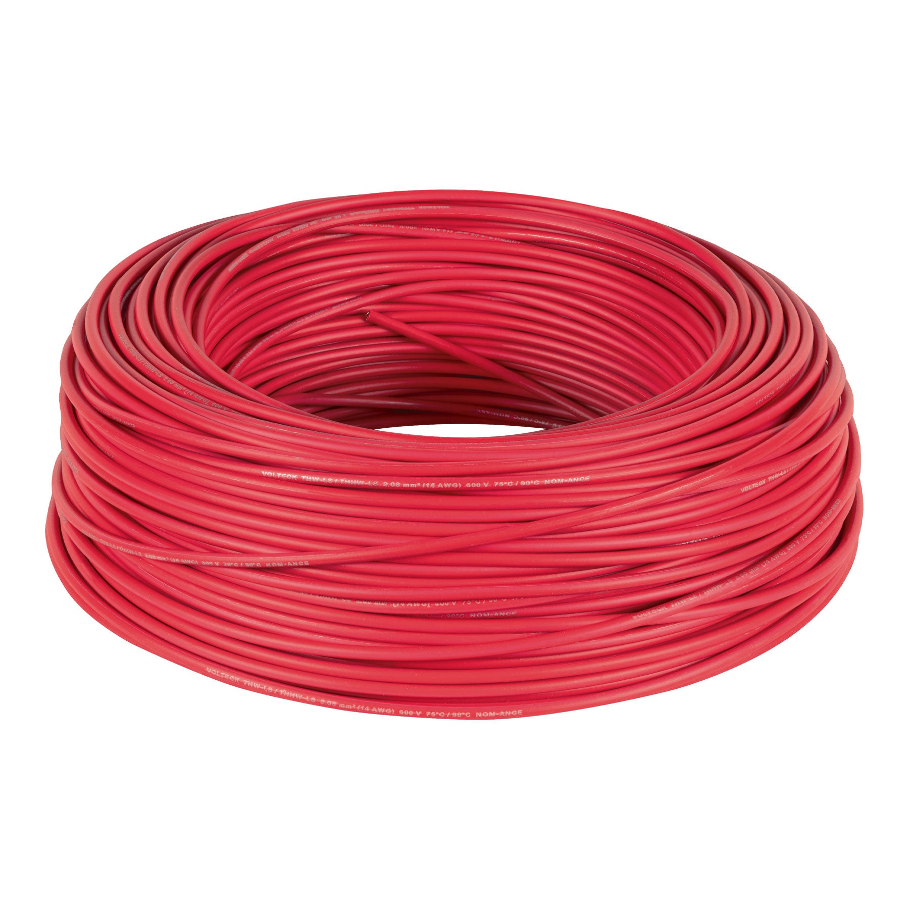 Rollo de 100 m de cable THHW-LS 14 AWG rojo, Volteck CAB-14R 46061 MM2