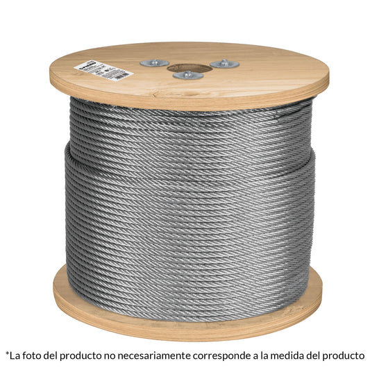 Metro de cable rígido 3/16' de acero 7x7 hilos, 300 m, Fiero CAB-3/16R3 48798 MM00