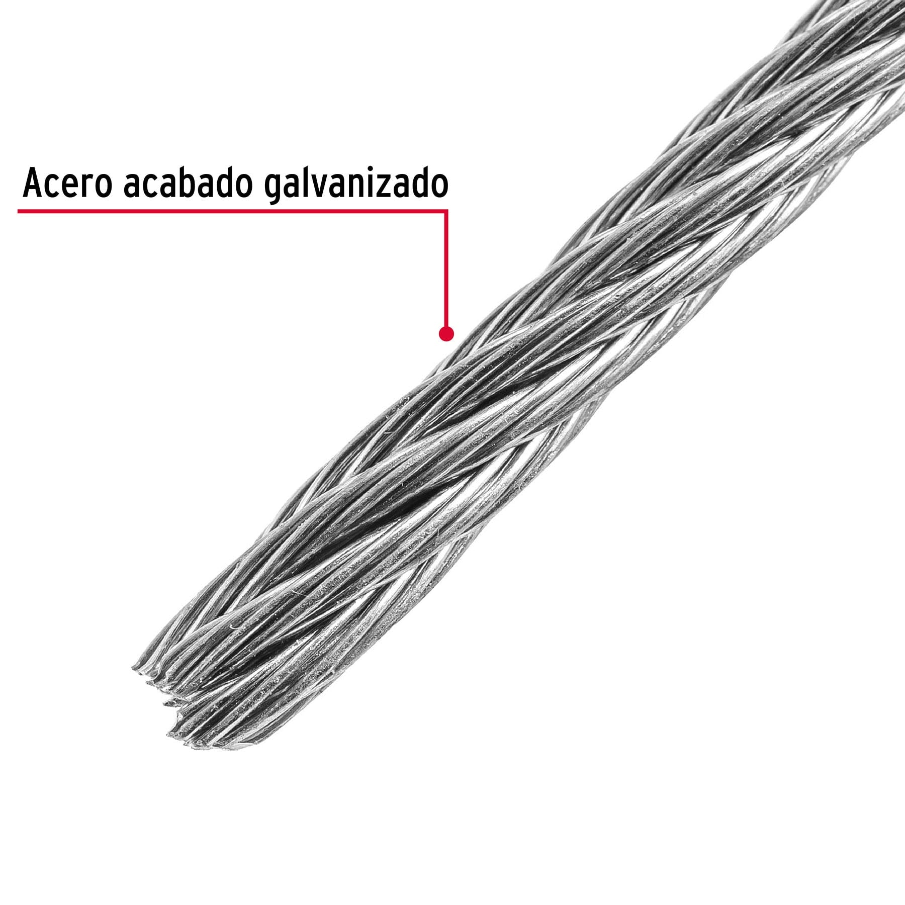 Metro de cable rígido 3/16' de acero 7x7 hilos, 75 m, Fiero CAB-3/16R 44206 MM00