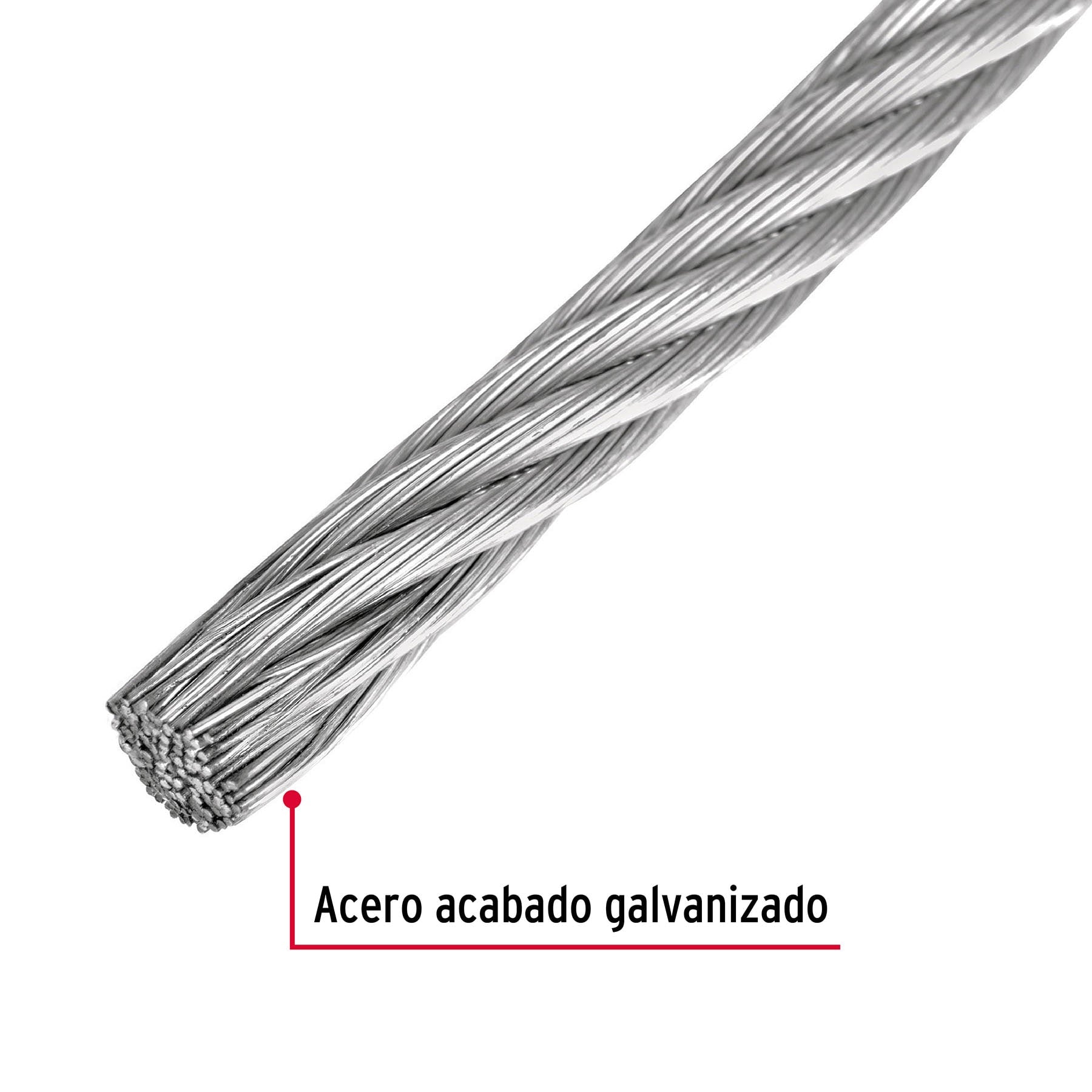 Metro de cable rígido 3/32' de acero 7x7 hilos, 300 m, Fiero CAB-3/32R3 48796 MM00