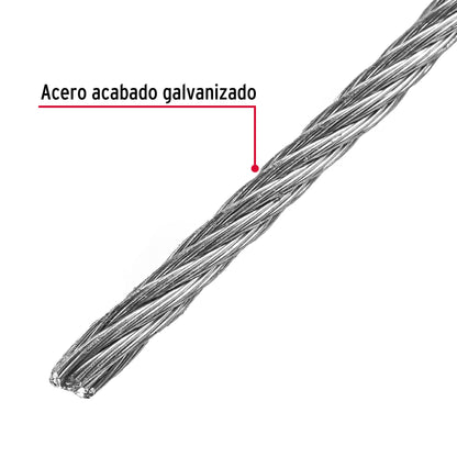 Metro de cable rígido 3/32' de acero 7x7 hilos, 75 m, Fiero CAB-3/32R 44209 MM00