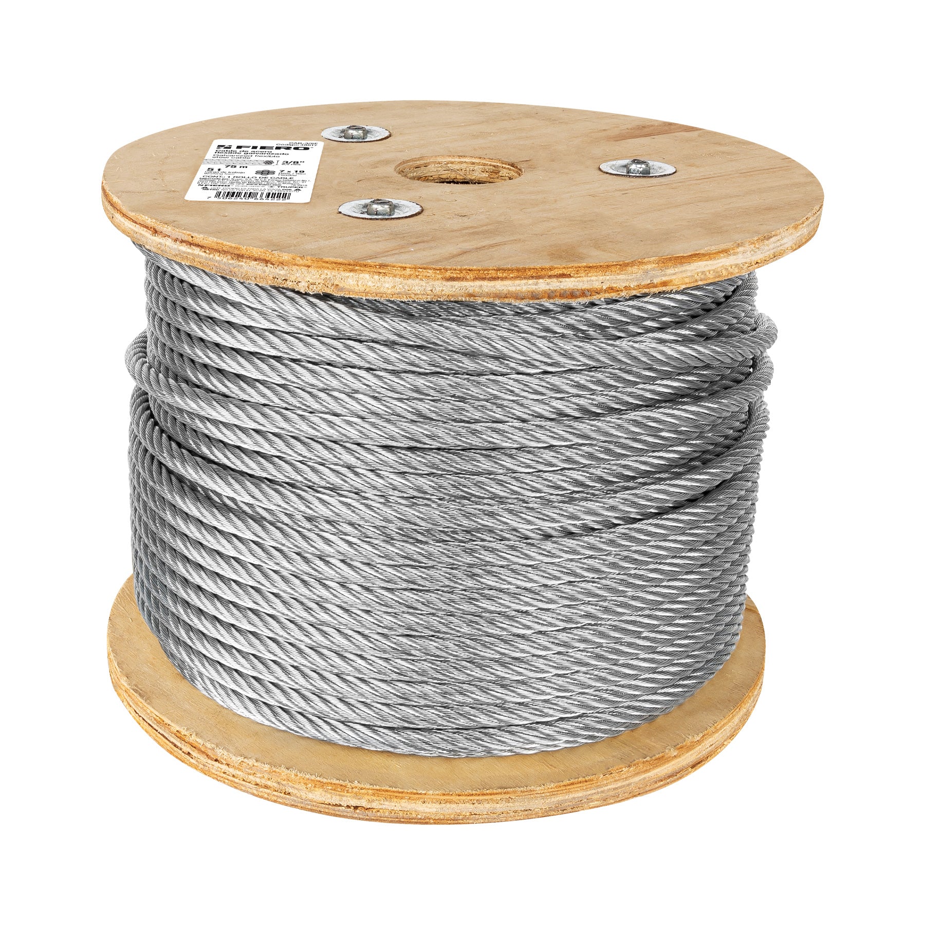 Metro de cable flexible 3/8' de acero 7x19 hilos, 75 m CAB-3/8F 48817 MM00