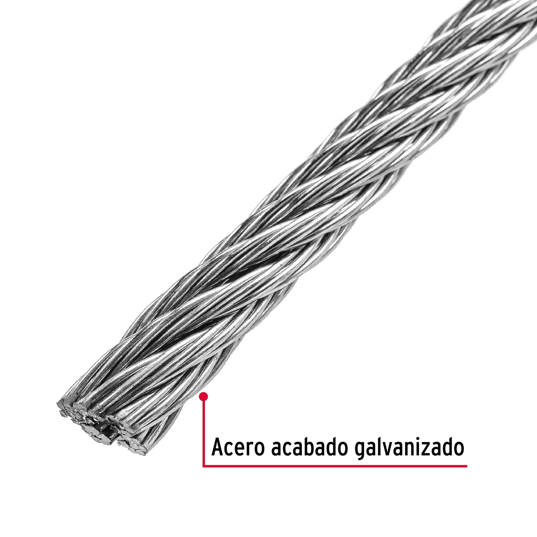 Metro de cable rígido 5/16' de acero 7x7 hilos, 75 m, Fiero CAB-5/16R 48813 MM00