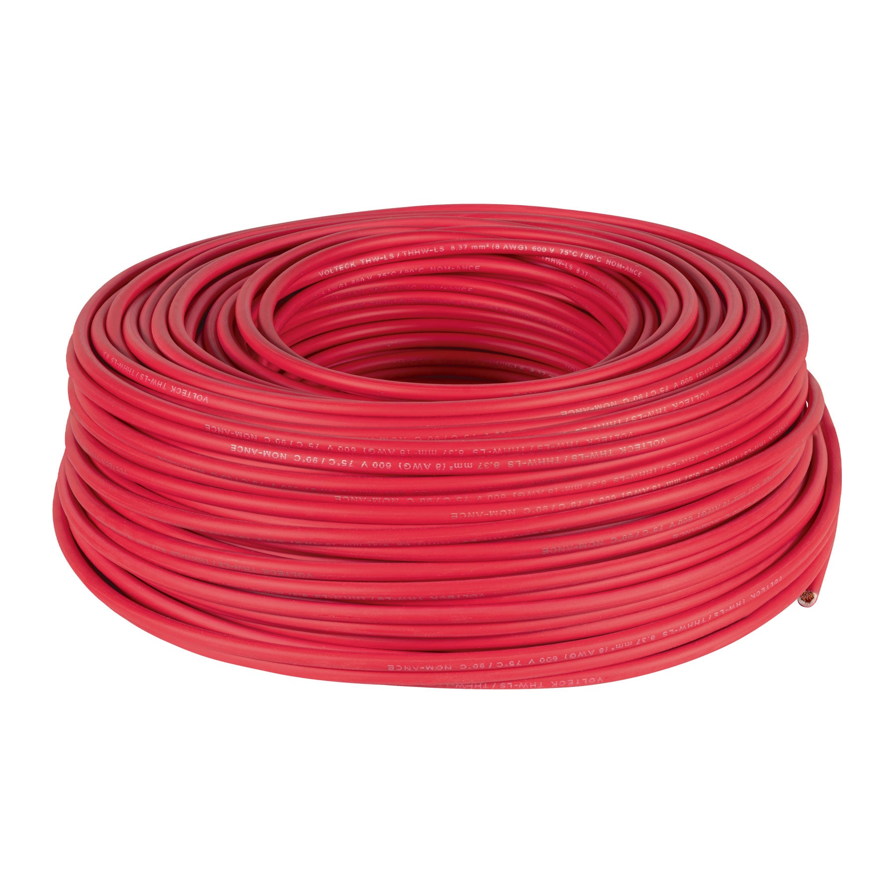 Rollo de 100 m de cable THHW-LS 8 AWG rojo, Volteck CAB-8R 46058 MM2