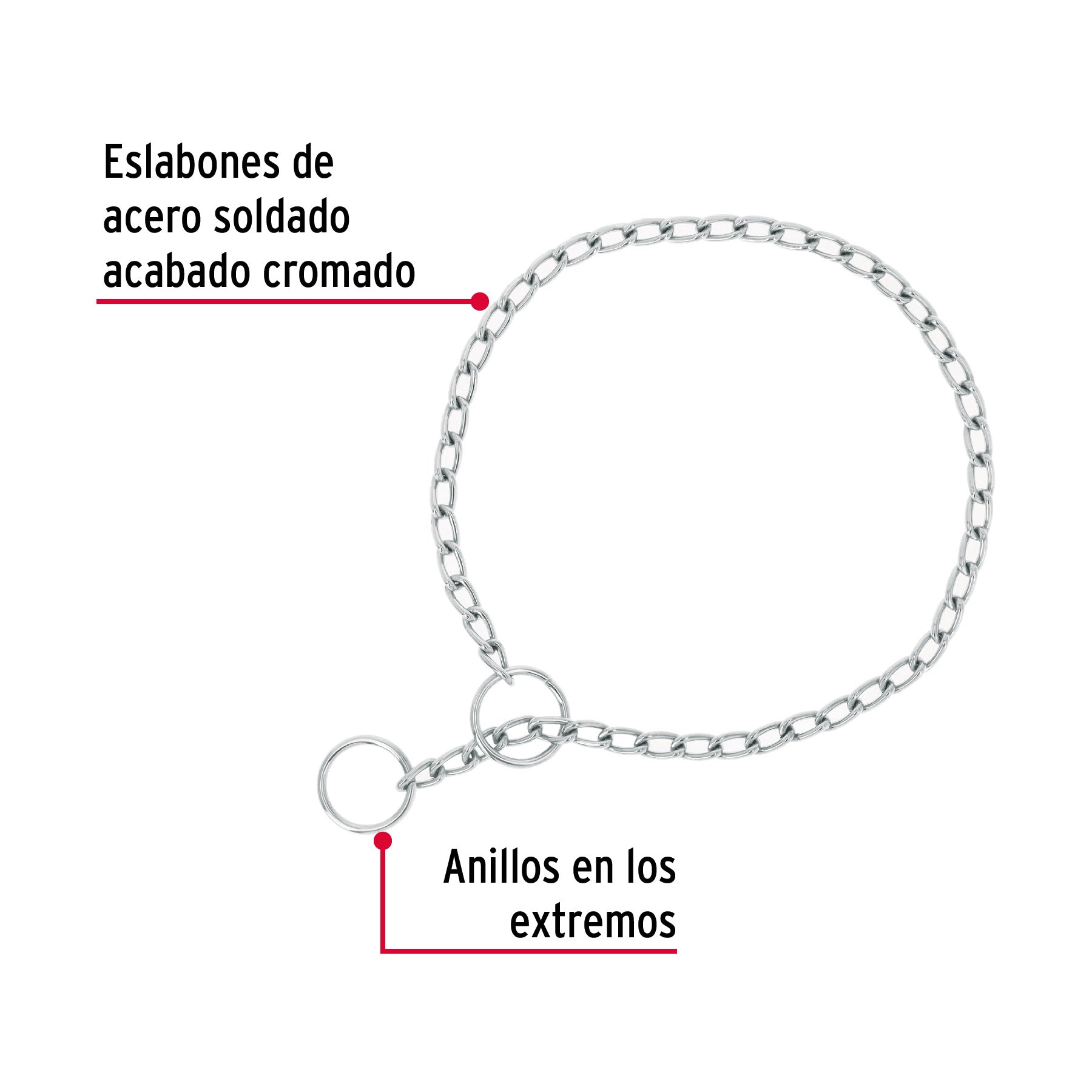 Collar de entrenamiento para perro, 45 cm, eslabón 2 mm CACA-20 44289 MM00