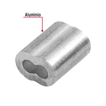 Bolsa con 50 casquillos dobles de aluminio, 1/8', Fiero CAD-1/8 48365 MM00