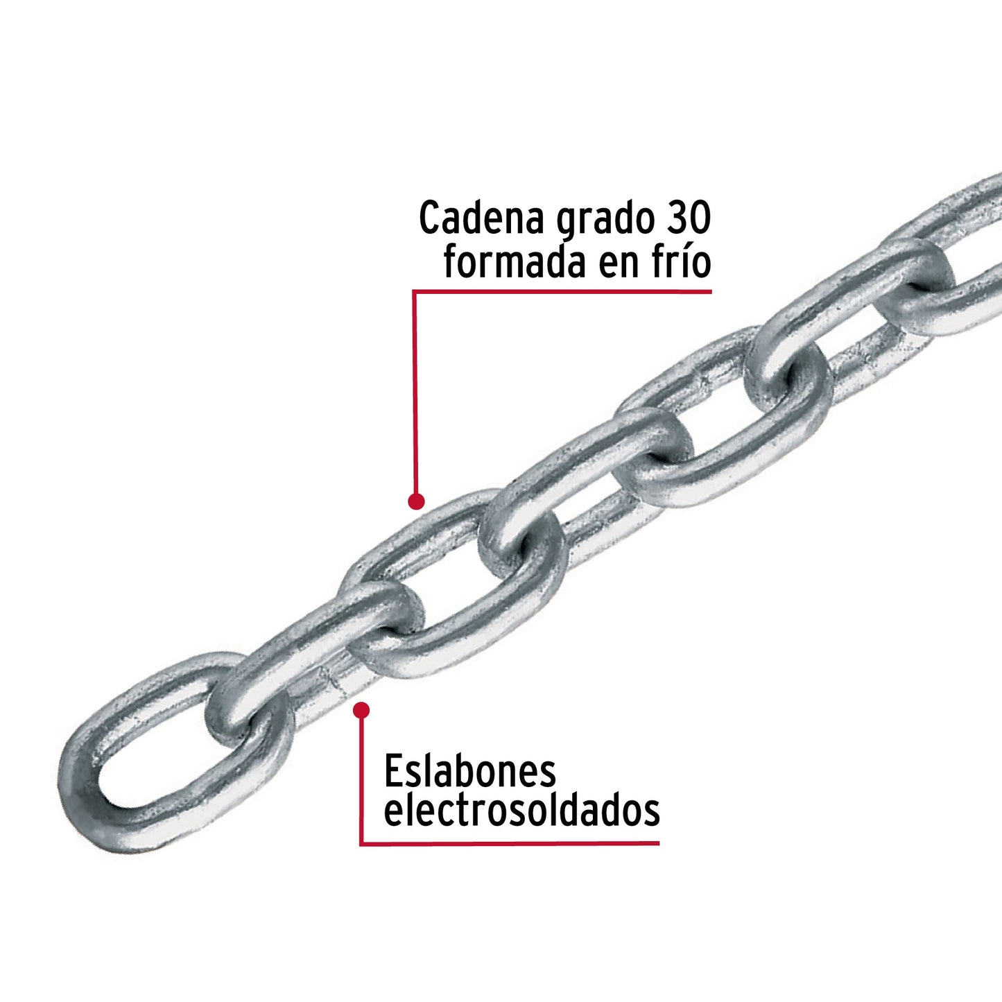 Metro de cadena galvanizada de 1/2', 5 m en cubeta, Fiero CAGA-1/2 44274 MM0