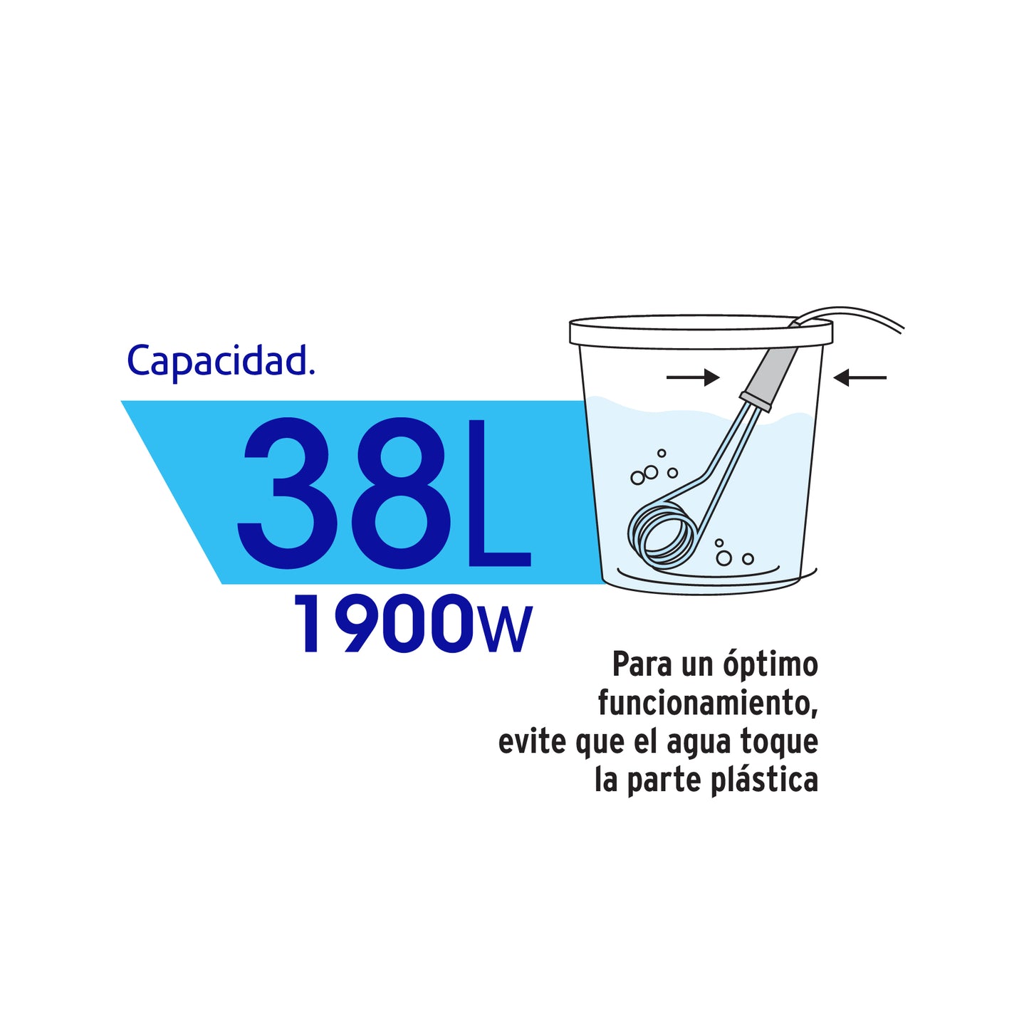 Calentador de inmersión p/agua #10 de 38 L, 1900 W, Volteck CAGU-10 49981 MM0