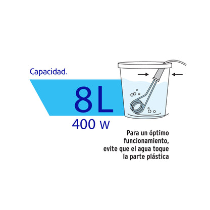 Calentador de inmersión p/agua #1 de 8 L, 400 W, Volteck CAGU-1 46303 MM0