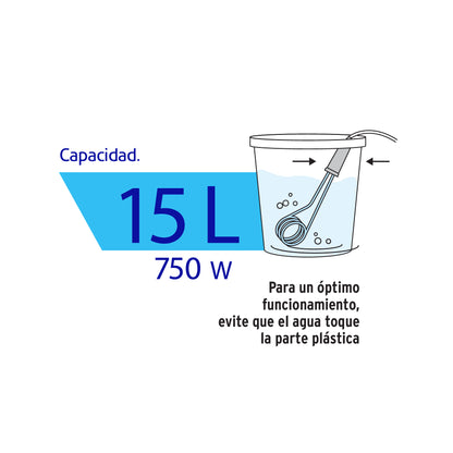 Calentador de inmersión p/agua #4 de 15 L, 750 W, Volteck CAGU-4 46306 MM0