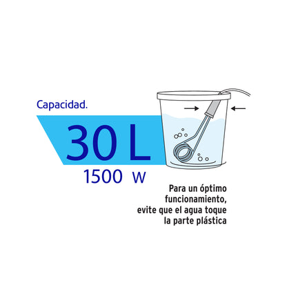 Calentador de inmersión p/agua #8 de 30 L, 1500 W, Volteck CAGU-8 49980 MM0