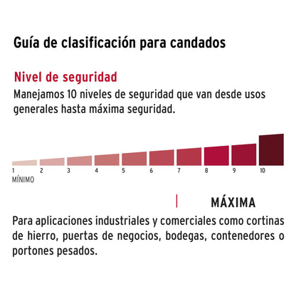 Candado de acero, máxima seguridad, 50mm, llave anti-ganzúa CAI-50A 43334 MM0