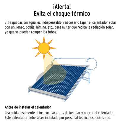 Calentador solar de agua 10 tubos, 130L, 3 personas, Foset CALE-10S 45270 MM00