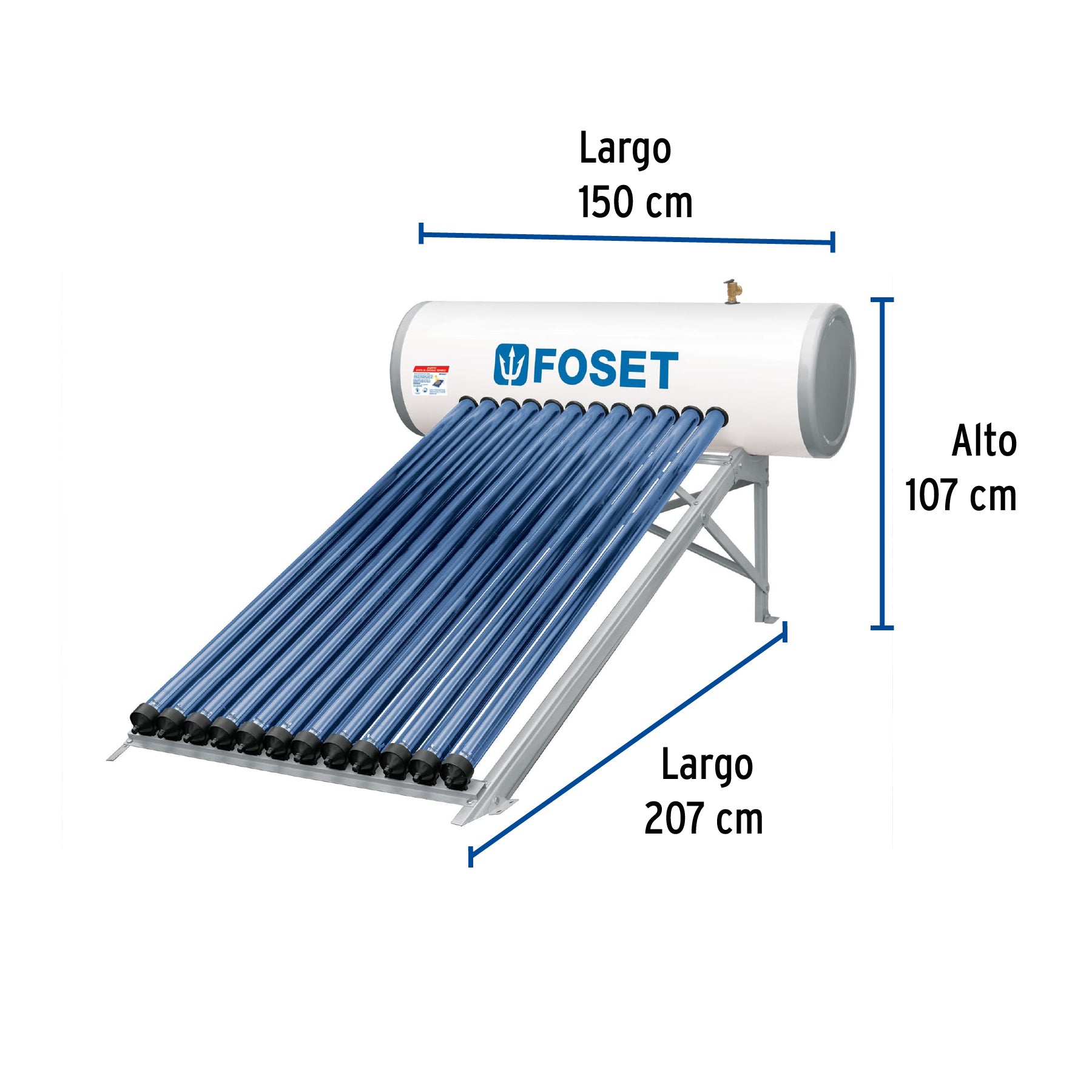 Calentador solar HeatPipe, 12 tubos, 150L, 4 personas, Foset CALE-12HS 49965 MM00