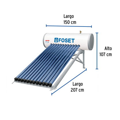 Calentador solar HeatPipe, 12 tubos, 150L, 4 personas, Foset CALE-12HS 49965 MM00