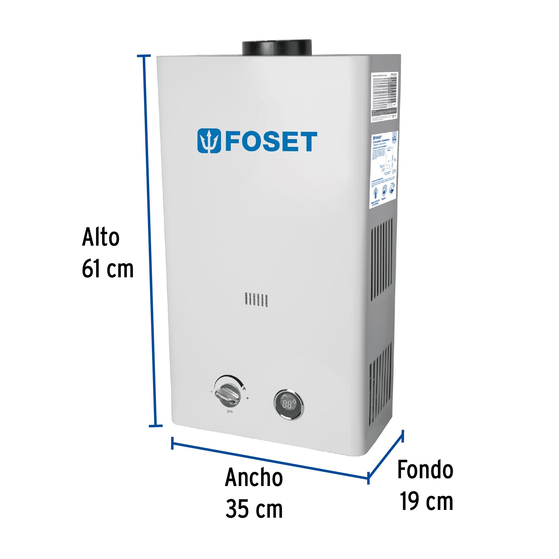 Calentador instantáneo, 13L, 3 servicios, gas natural, Foset CALE-13I-N 47354 MM00