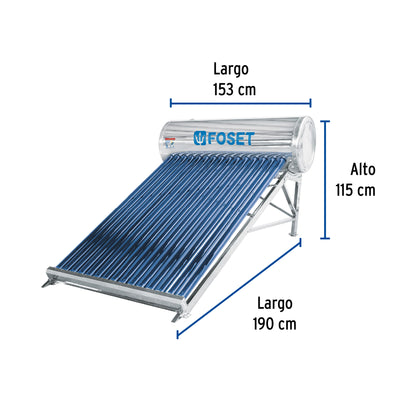 Calentador solar de agua, 15 tubos, 195L, 5 personas, Foset CALE-15S 45272 MM00