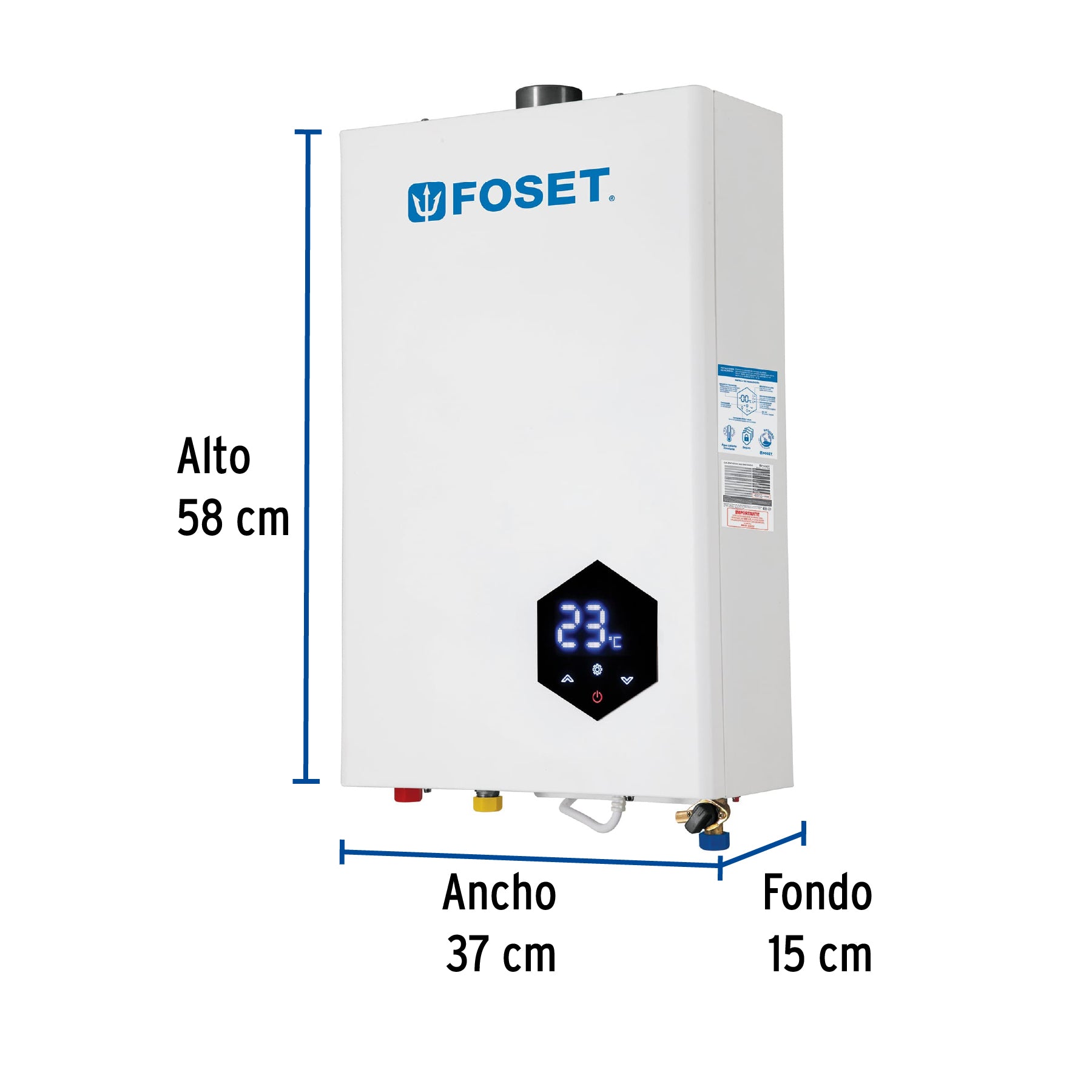 Calentador instantáneo modulante, 16L, 3 serv, gas LP, Foset CALE-16IM 48016 MM00