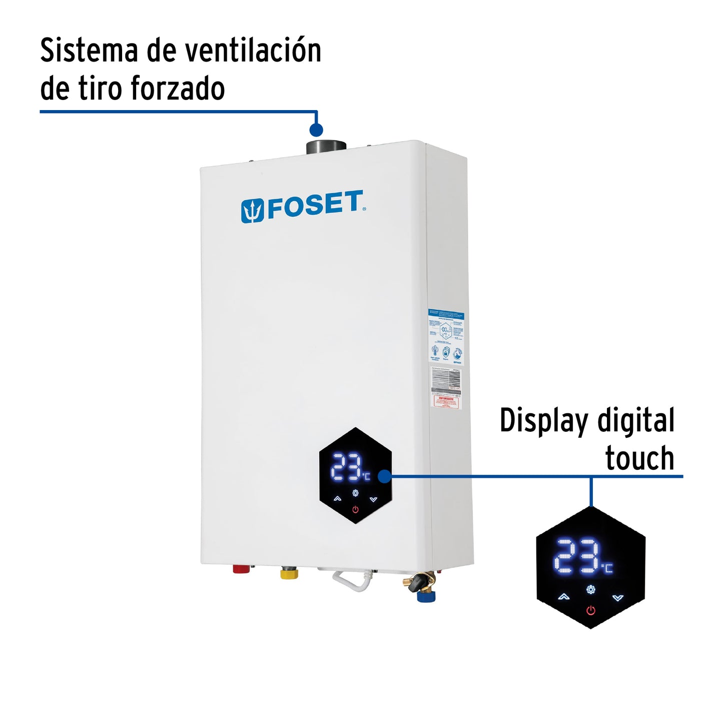 Calentador instantáneo modulante, 16L, 3 serv, gas LP, Foset CALE-16IM 48016 MM00