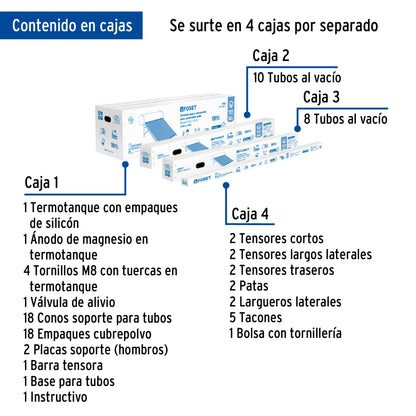 Calentador solar HeatPipe, 18 tubos, 200L, 5 personas, Foset CALE-18HS 49966 MM00