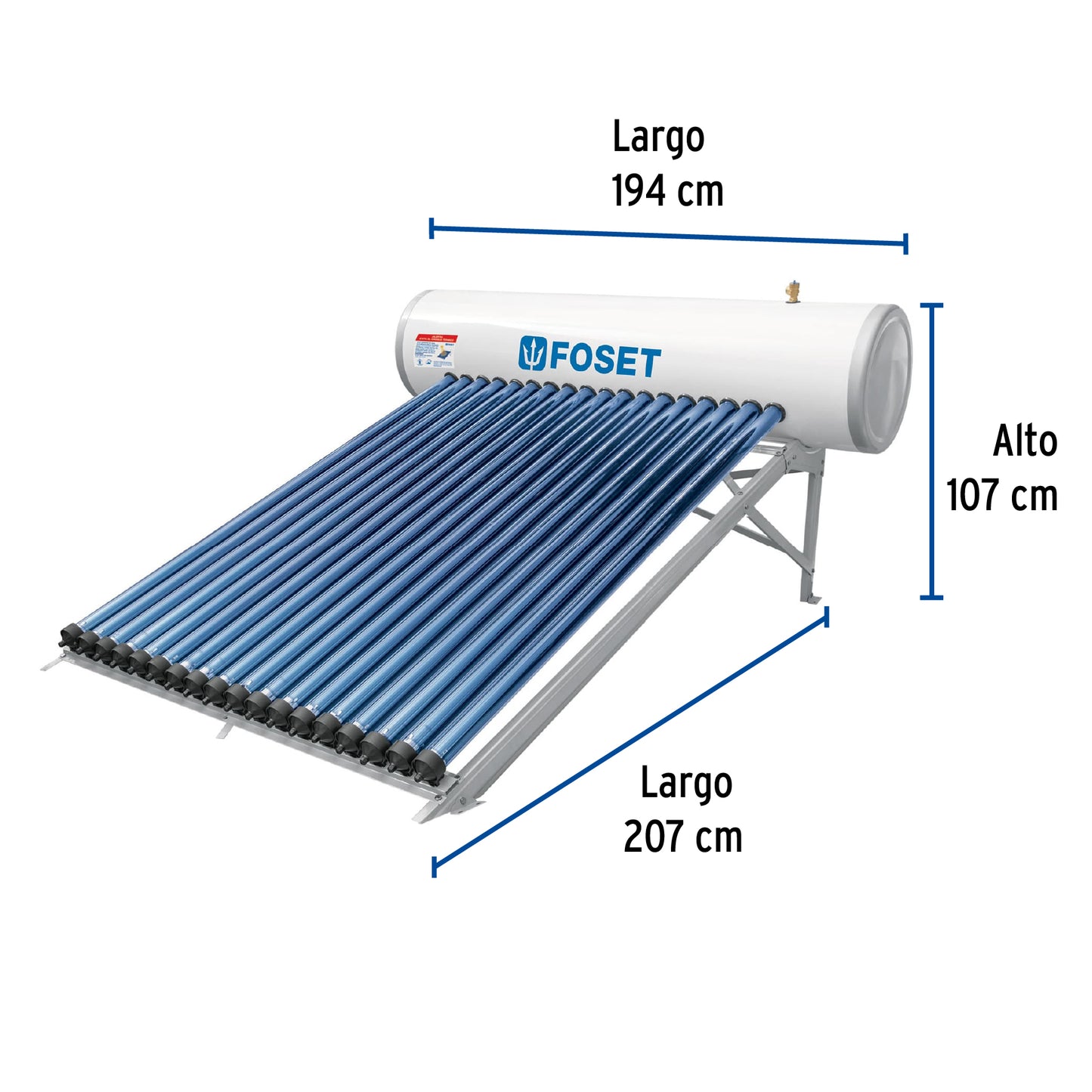 Calentador solar HeatPipe, 18 tubos, 200L, 5 personas, Foset CALE-18HS 49966 MM00