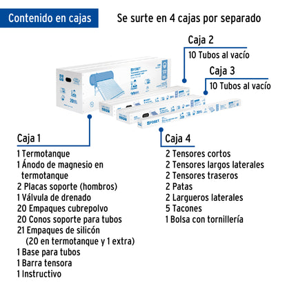 Calentador solar de agua, 20 tubos, 240L, 7 personas, Foset CALE-20S 45273 MM00