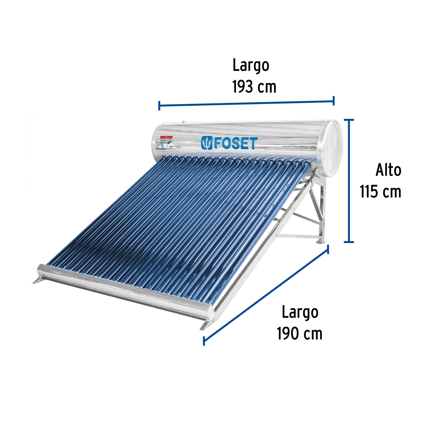 Calentador solar de agua, 20 tubos, 240L, 7 personas, Foset CALE-20S 45273 MM00