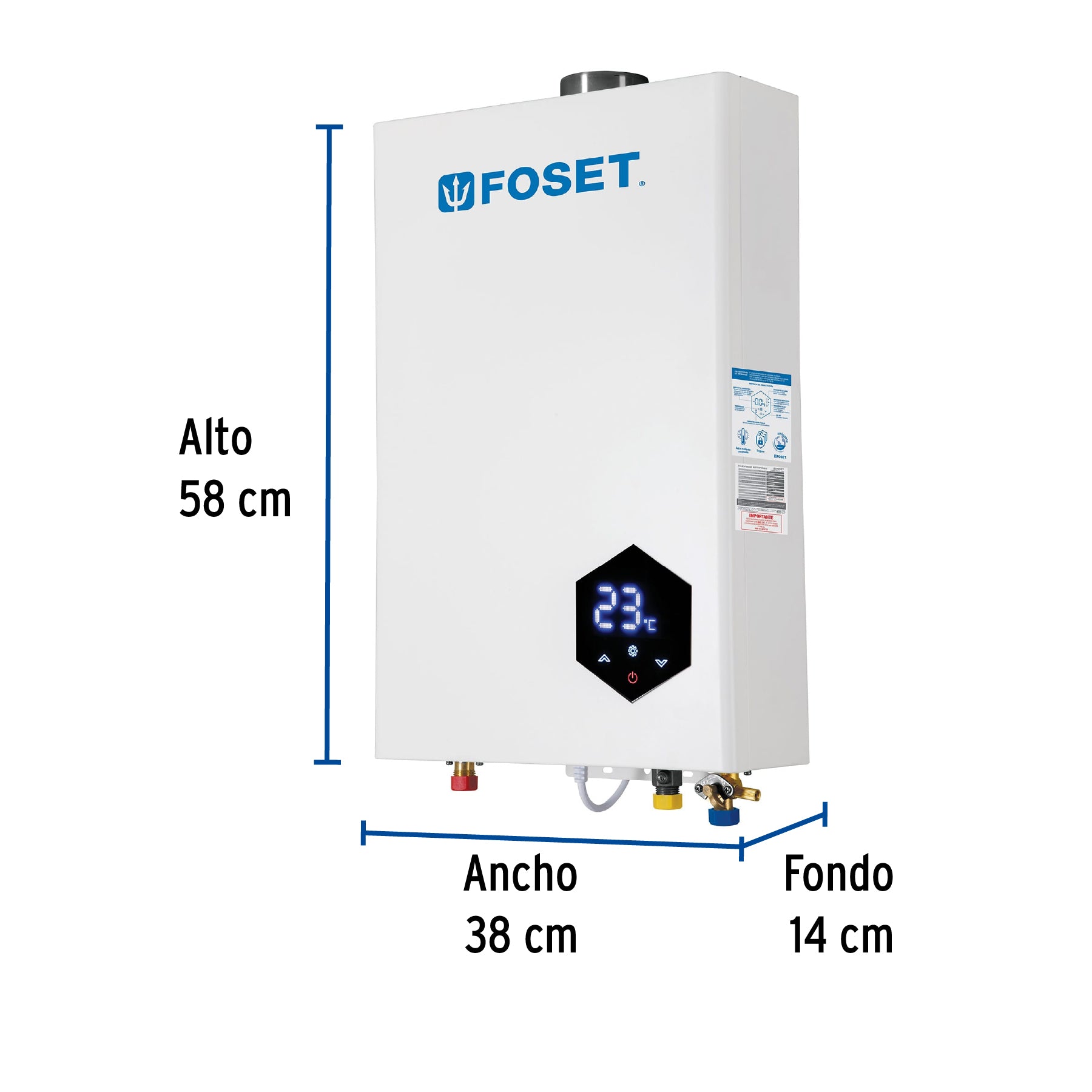 Calentador instantáneo modulante, 24L, 4 serv, gas LP, Foset CALE-24IM 48017 MM00