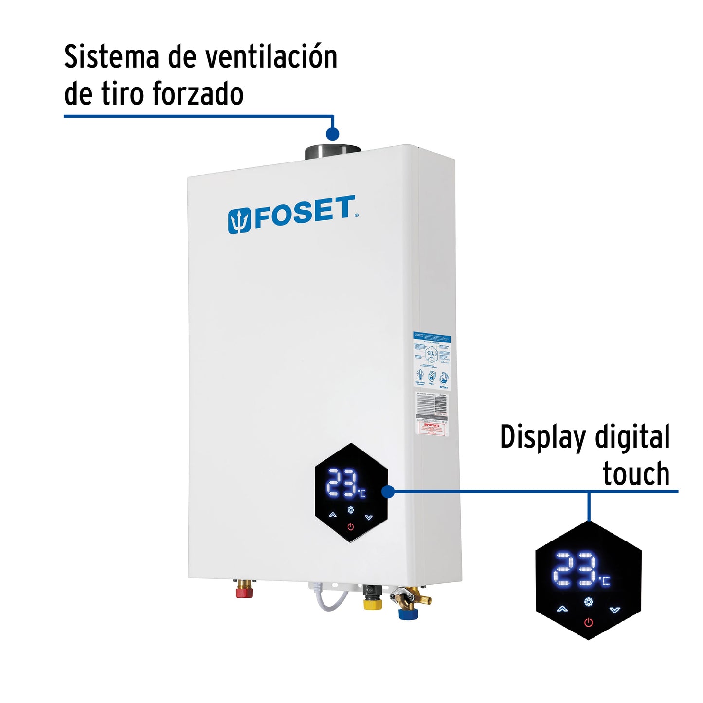 Calentador instantáneo modulante, 24L, 4 serv, gas LP, Foset CALE-24IM 48017 MM00