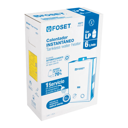 Calentador instantáneo, 6L, 1 servicio, gas LP, Foset CALE-6I 45271 MM00