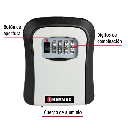 Caja de combinación guardallaves para pared, 12cm, Hermex CALLA-12C 45328 MM0