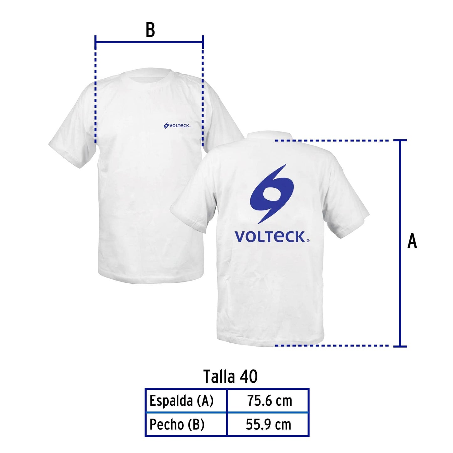 Playera cuello redondo para hombre, blanca, G, Volteck CAM-VOL-40 60411 MM3