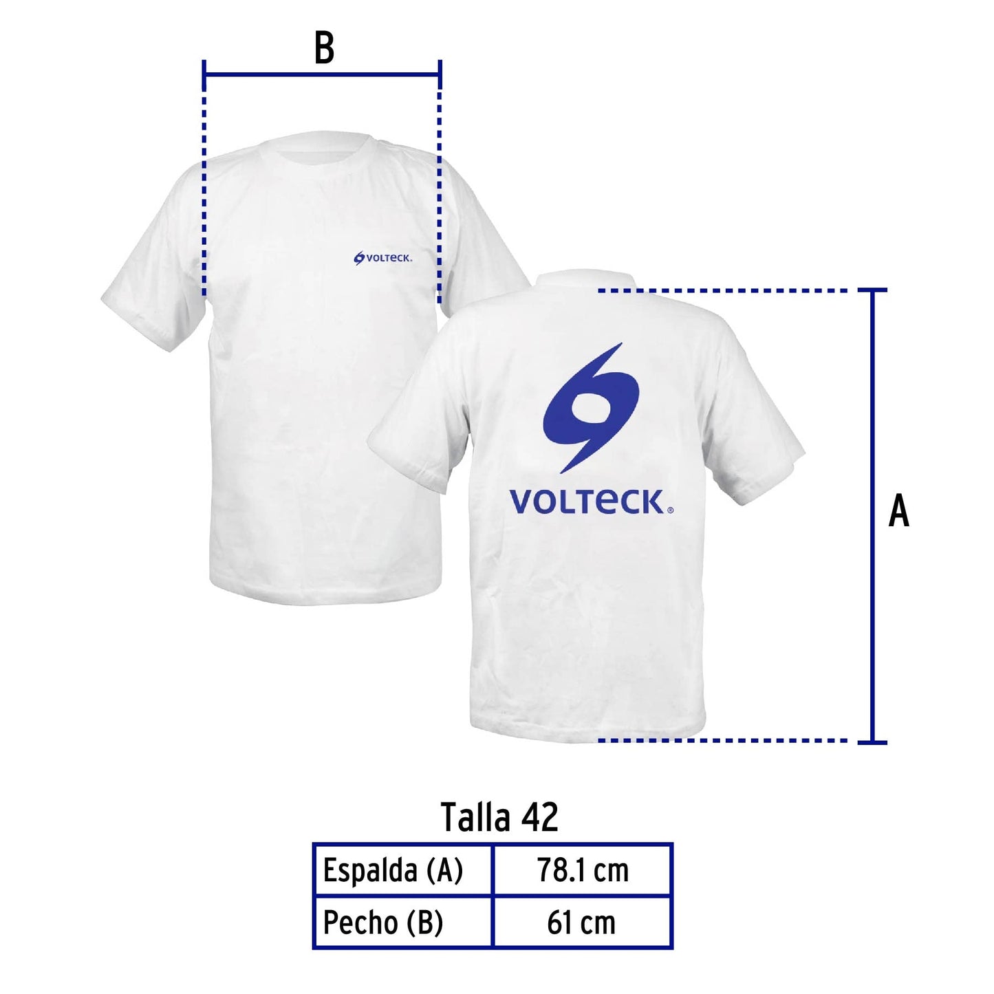 Playera cuello redondo para hombre, blanca, EG, Volteck CAM-VOL-42 60412 MM3