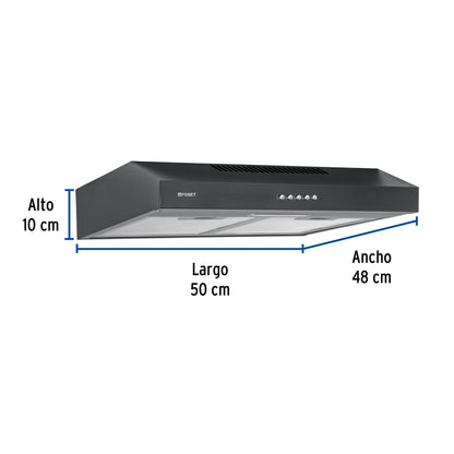 Campana extractora 50 cm, empotrable, negra, Foset CAME-50M 45441 MM0