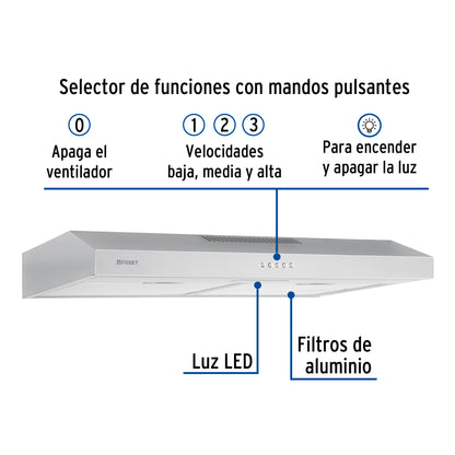 Campana extractora 75cm, empotrable, acero inoxidable, Foset CAME-75 45438 MM0