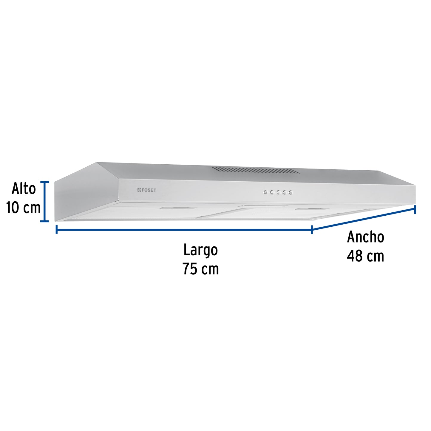 Campana extractora 75cm, empotrable, acero inoxidable, Foset CAME-75 45438 MM0