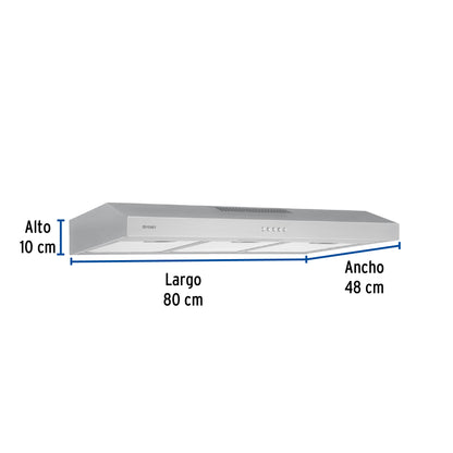 Campana extractora 80cm, empotrable, acero inoxidable, Foset CAME-80 46537 MM0