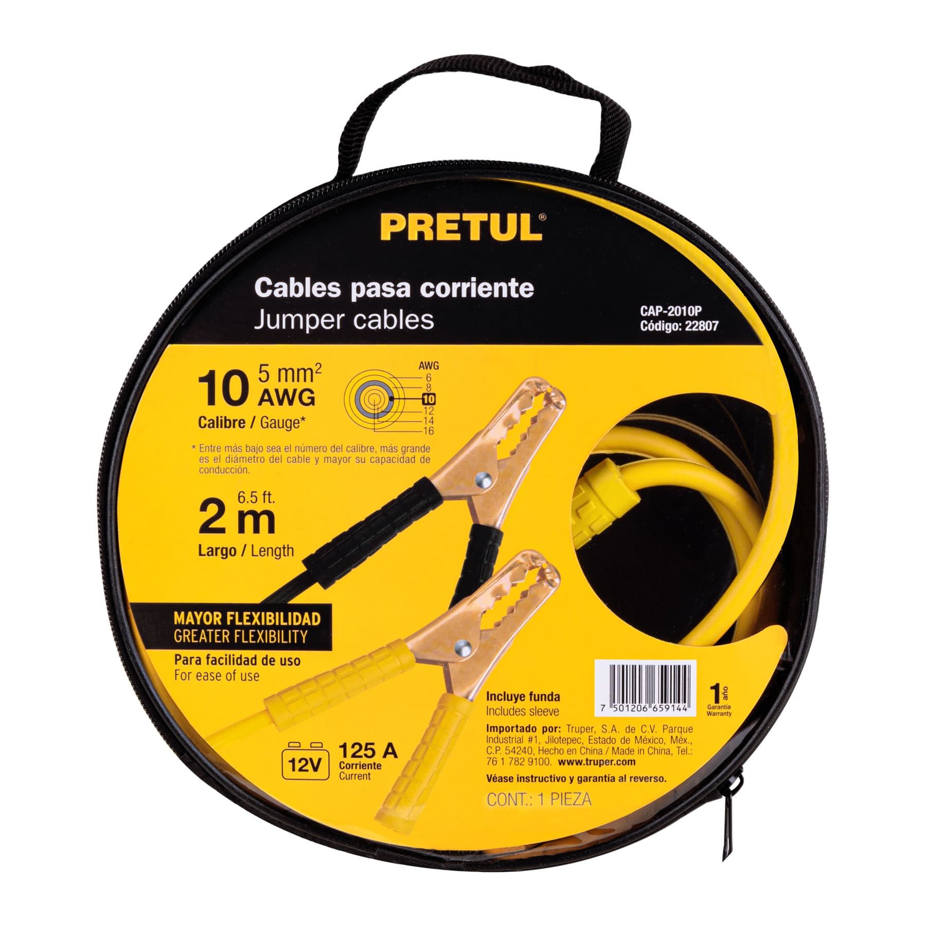 Cables pasa corriente 2 m, 125 A, 10 AWG, Pretul CAP-2010P 22807 MM00