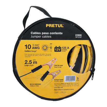 Cables pasa corriente 2.5m, 125 A, 10 AWG, con funda, Pretul CAP-2510P 22808 MM00