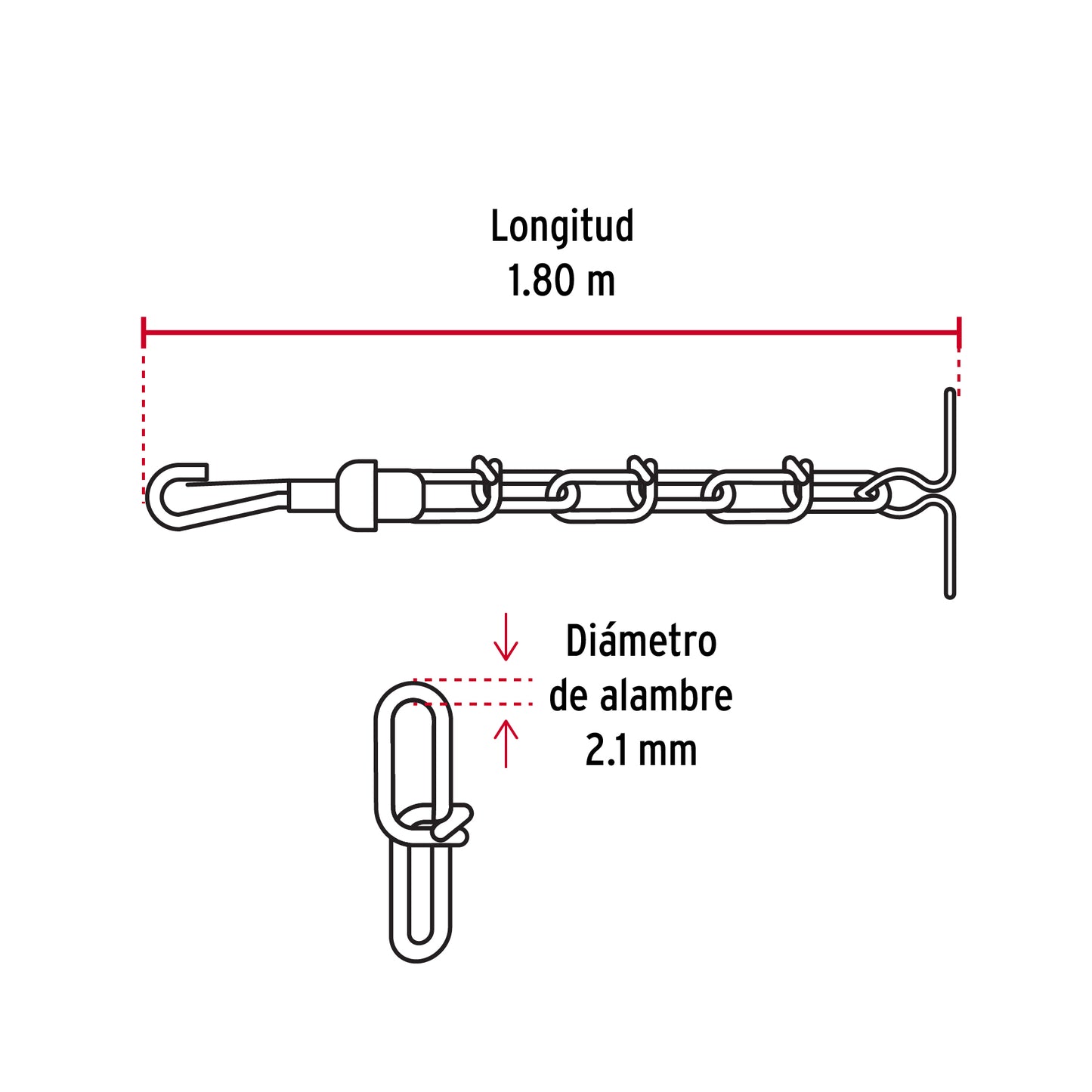 Cadena de 1.8 m de amarre para perro, 2.1 mm, Fiero CAPE-25V 44313 MM00