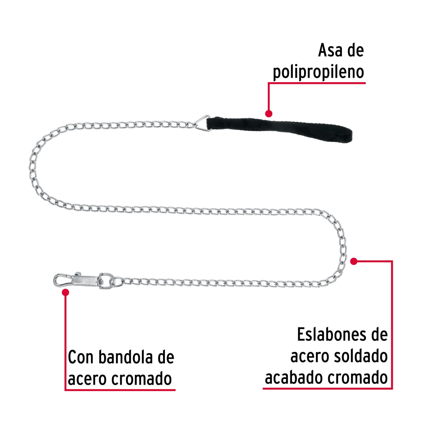 Correa de 1.2 m de paseo para perro, eslabón 2.5 mm, Fiero CAPE-25 44281 MM00